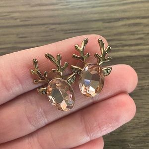 Reindeer blush gemstone holiday Christmas earrings
